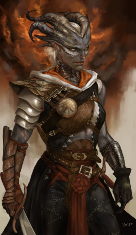 ymirr-art-blog:I wanted to have a go at a female vashoth/qunari inquisitor.