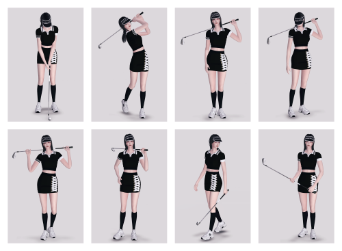 [Golf Pose]8 solo posesDownload*You need a golf club(ver.2) made by  @sims4-sin-a ▶ Download