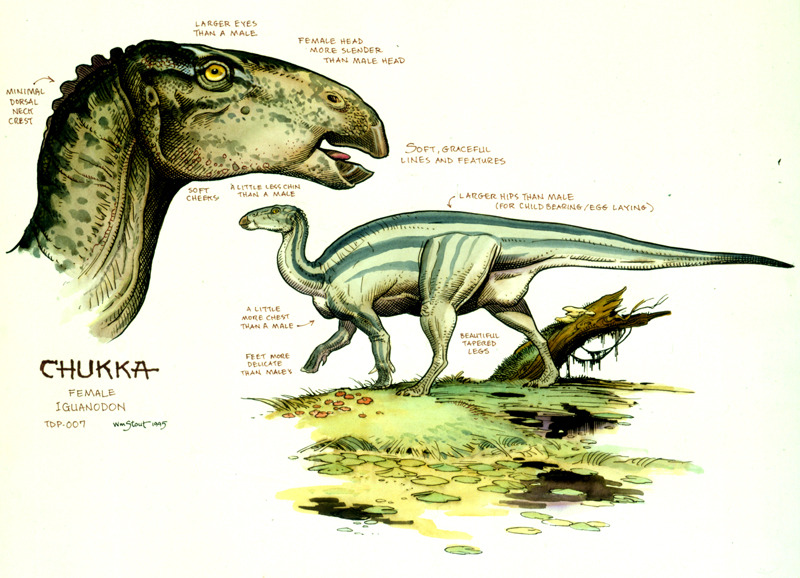 paleobiology:  isla–nublar:  William Stout’s character sheets for Dinosaur (2000)