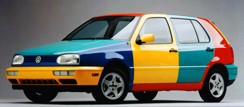 paintedhen:carsthatnevermadeitetc:Volkswagen Golf Harlequin (Harlekin), 1996. Originally created as 