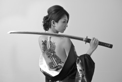 jibadojo:  Bushi Girl with Irezumi and Katana