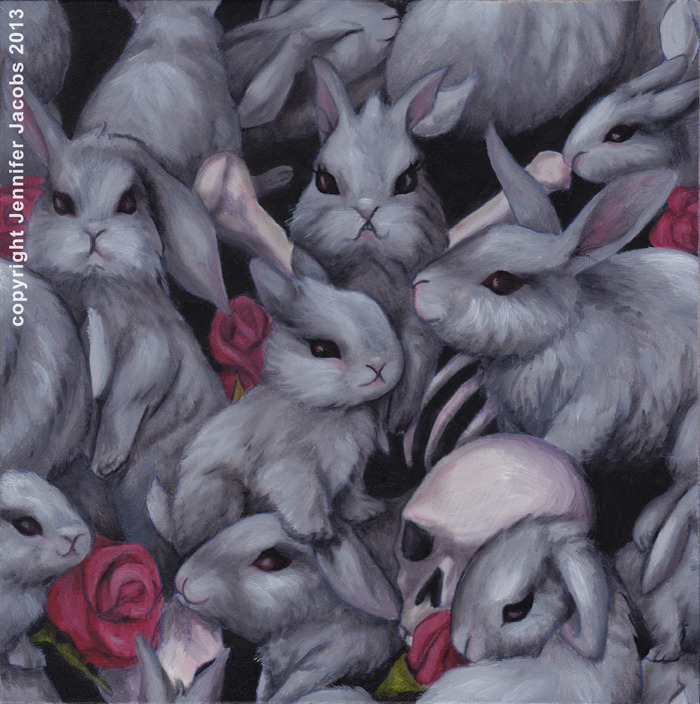 “Danger Bunnies”
10x10, oil on board
painted for fabric design