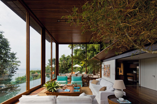 cjwho:  AMA House in Brazil Designed by Brazilian architects Bernardes + Jacobsen, the impressive and luxurious AMA house is nestled amongst the tropical coastal hills near the city of Guarujá in São Paulo. Spread over three floors, the house touches