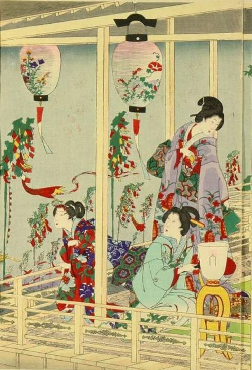 fujiwara57:Triptyque - Events in Edo throughout the Year ”Tanabata Festival” deToyohara Chikanobu  豊