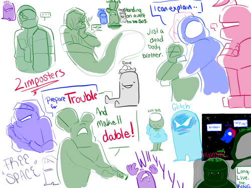 eternalglitchmain:simplyfornardo:among us doodles featuring, @eternalglitchmain , @painted-arachnid 