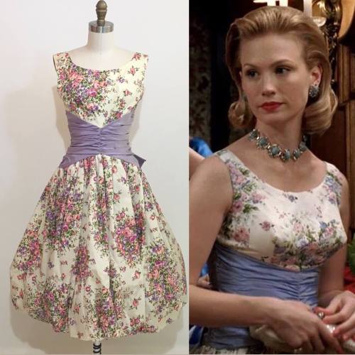 costumeloverz71: Betty Draper (January Jones) Purple floral dress.. Mad Men (2007-2015).. Costume by