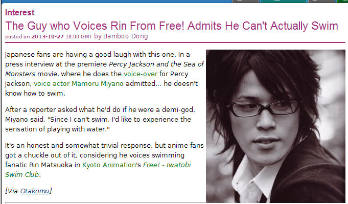 serpenscreams:  IMPORTANT NEWSFLASH MIYANO MAMORU CAN’T SWIM 