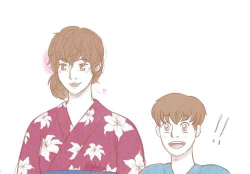 @trifiesta 2021 - Day 2: Festival &hellip;but it’s just fem!trifecta wearing yukatas 