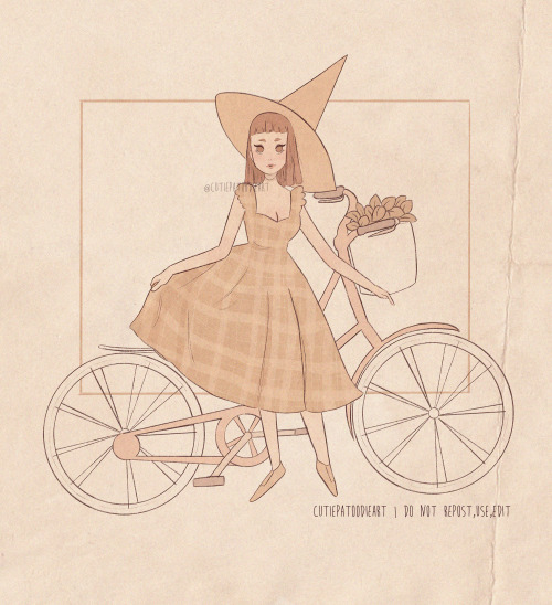 cutiepatoodieart: [ID: Illustration of a witch with pale skin and short brown hair and brown eyes. S