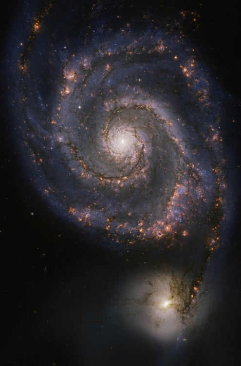 Messier 51, known as the Whirlpool Galaxy, is a spiral galaxy in the direction of the constellation 