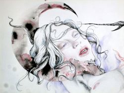 littlelimpstiff14u2:Dark but Sensual Paintings from  Sam ( Ectoplasm ) Sam, as an artist better known under her pseudonym  Ectoplasm, is an artist from Marseille, France, currently living and  working in Montréal, Canada. With pen, pencils, ink and