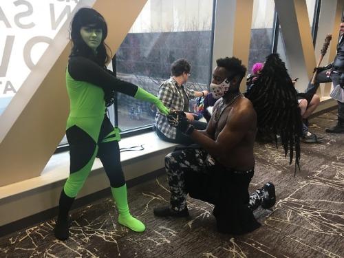 The last day of Kami-Con I dressed as Shego and my friend as Kim Possible!Had a lot of fun in this c