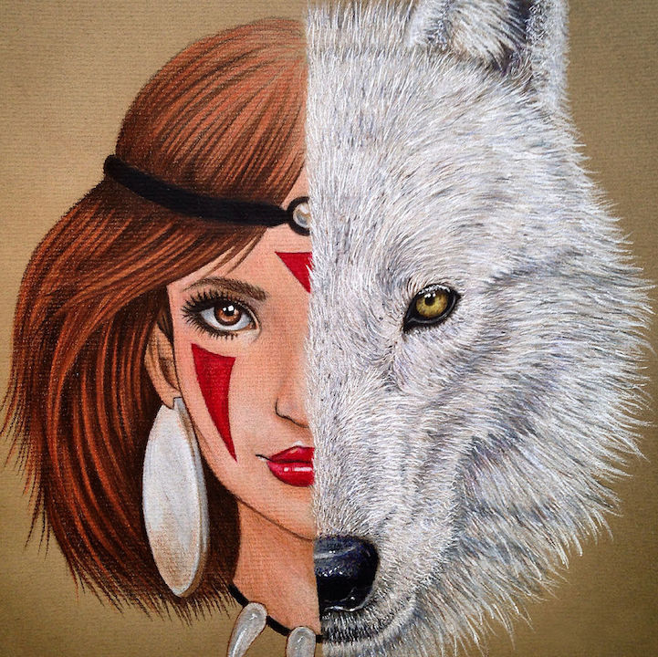 sixpenceee:  Half-Faced Character IllustrationsArtist Amanda Lee (aka Dada)  uses