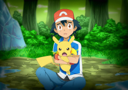 kyukon9tales:  Mirror Satoshi(ash) and Pikachu,