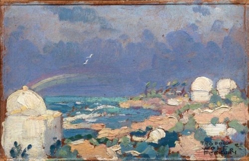 Teodoro Wolf Ferrari - Paesaggio a Tripoli - Olio su cartone - 1925farsettiarte