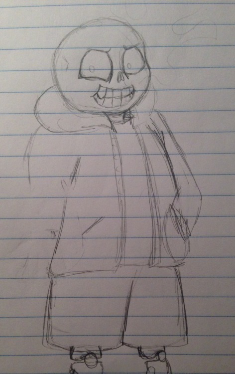 clokworke-arts:-attempts to draw sans-idk what to do with his other arm but i do wanna colour this n