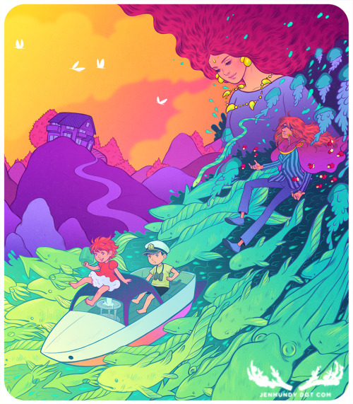 jenmundy:Ponyo likes ham!  These Ghibli pieces are definitely the longest ongoing project that I’ve 