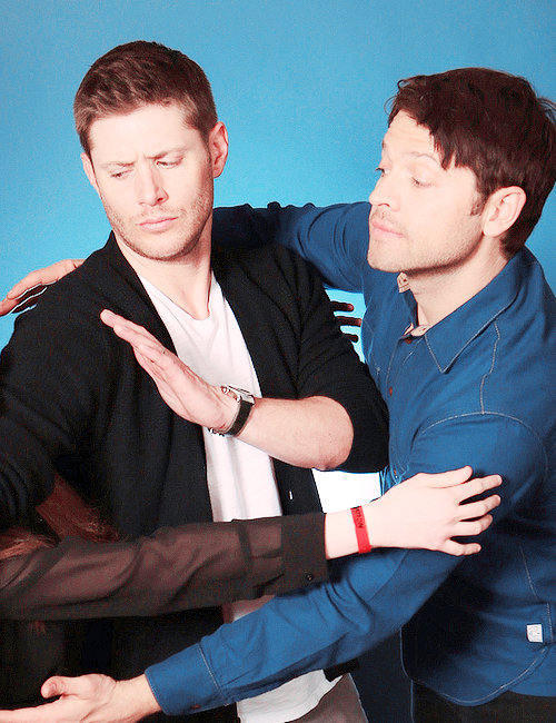 dailycockles: “When you want to hug your fave but Jensen ain’t having you touch his man.” [credit]