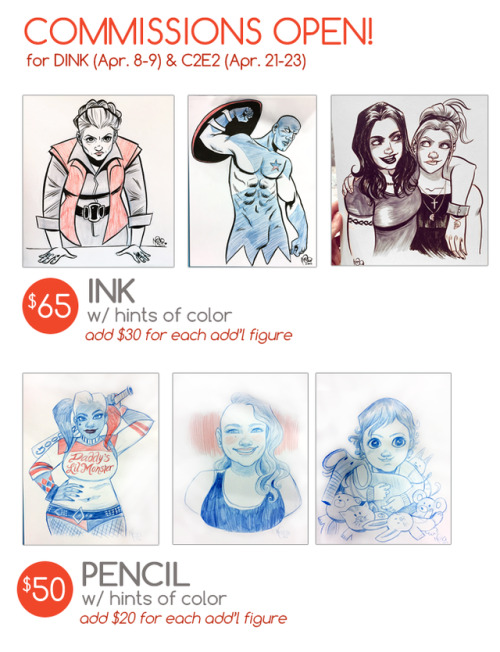 Hey hey I’ll be at DiNK Indie Comic & Art Expo and C2E2, so commish slots are OPEENNNNN! E