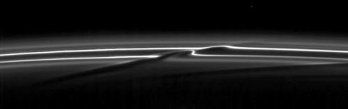 astronomyblog:Ripples in the rings of Saturn caused by the orbit of small moons (Pandora, Pan, Prome