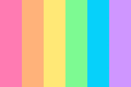 color-palettes:  Untitled - Submitted by Keeee-heh-ha-mo-atata #ff7db1 #ffb47a #ffe875 #7dfa92 #05d5fa #cf99ff 