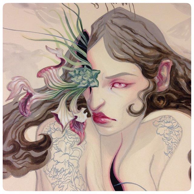 jawcooper:  Bedtime now, oils tomorrow… #JAWCooper #indiaink #acrylic #august2015soloshow
