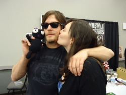 heartshaffie:  I met Norman and asked if I could kiss him. He said “Yes. Of course. Get in there.” I died. Also, I made that stupid, ugly black cat for him. &lt;3 