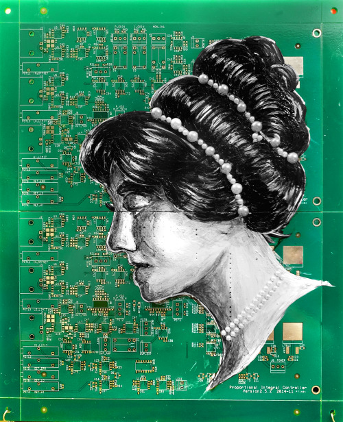edwardian women painted on printed circuit board pt 1