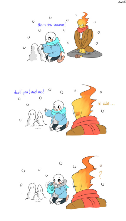 mooncatyao:  [Snow-2] Grillby & little Sans<First part>(Previous)/(NEXT)[GLS timeline]​