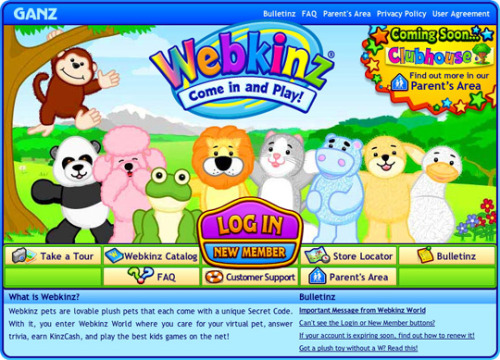 lightfaerie:Webkinz Log In Page 2007