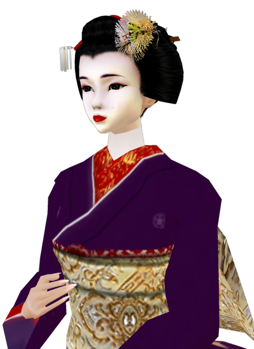 miyajimacho-imvu:As of August 31st, maiko Kimitae is wearing the sakkou hairstyle as she reaches the