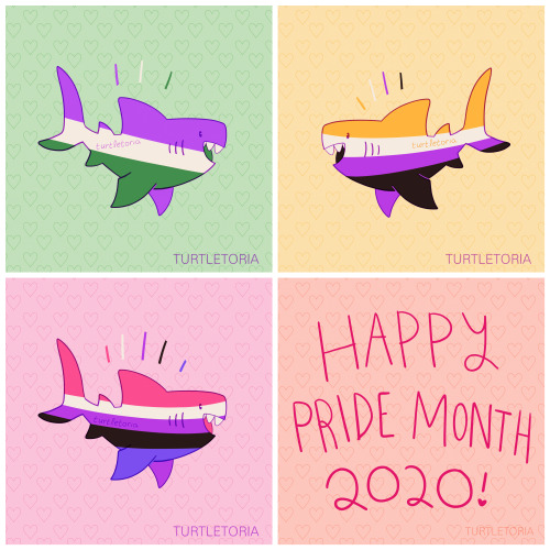 enbees-and-aros: turtletoria-art: ❤️ here’s also some pride sharks in addition to the pride li