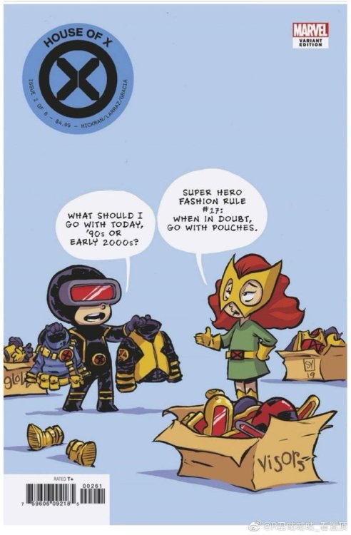 bear1na:House of X #2 variant cover - Cyclops and Marvel Girl by Skottie Young *