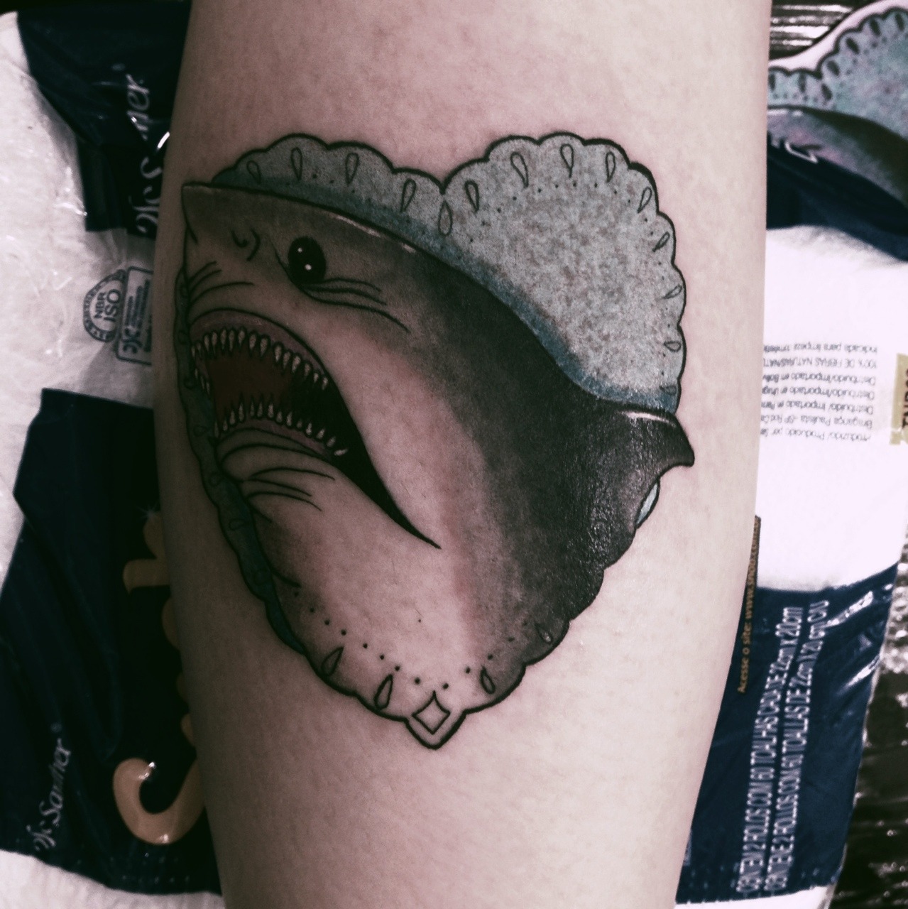 fuckyeahtattoos:  My new little baby “Sharkeisha” (lololol just kidding, still