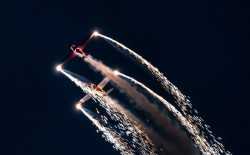 blazepress:  Stunt Planes Shoot Fireworks Creating a Beautiful Airshow Follow BlazePress on Tumblr, Facebook and Twitter. 