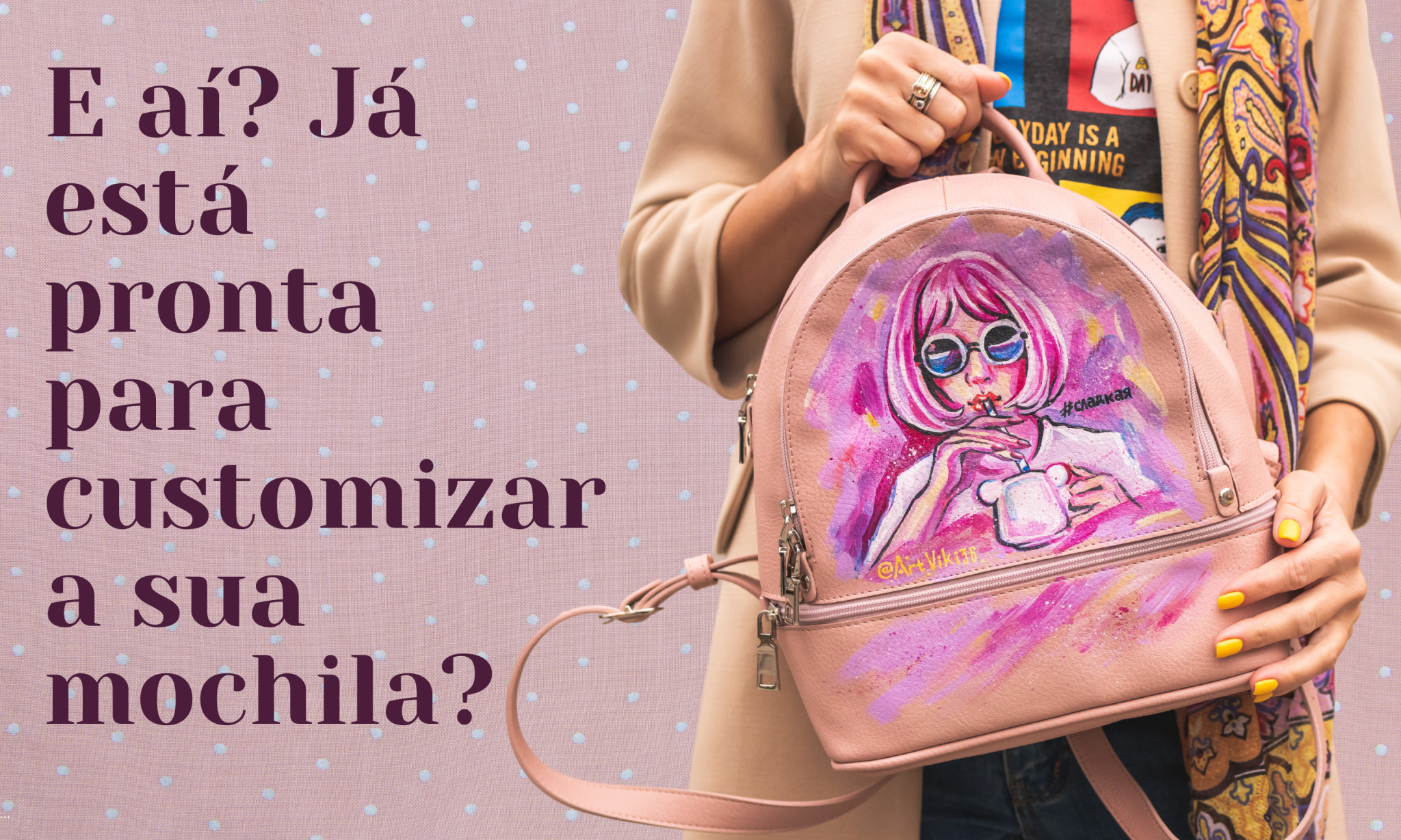 Moda alternativa: mochila customizada pintada a mão.