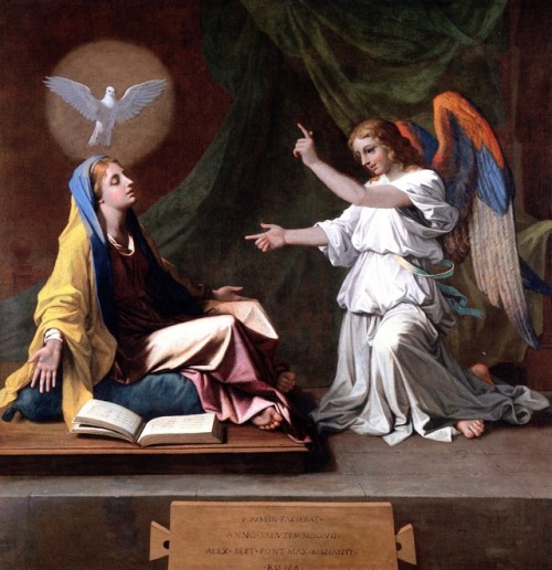books0977:The Annunciation (1657). Nicolas Poussin (French, 1594-1665). Oil on canvas. National Gall