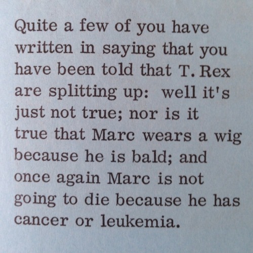 wjs59:Hi there,Welcome to the T. Rex Club…The last bit is from a newsletter under the title: Rumours