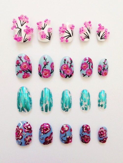 theillustratednail: Blossom inspired nails I created for @playingfashion shoot “Sakura and Sen