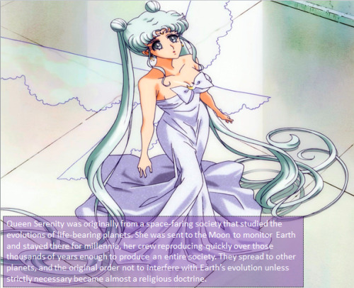  Queen Serenity was originally from a space-faring society that studied the evolutions of life-beari