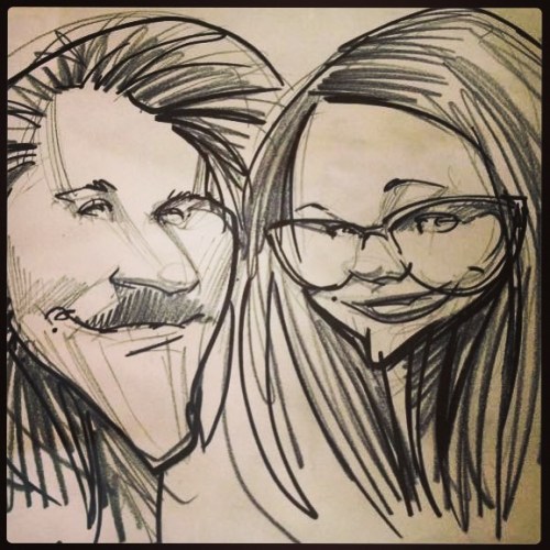 An killer #caricature of @iwilldeny and her friend #justin from our TARG #xmas party - awesome!! Che