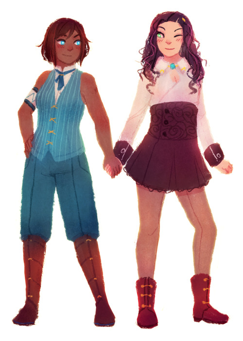 alwayshumancomic:I wanted to draw these two in Republic City style suits, the type that Mako and Bol