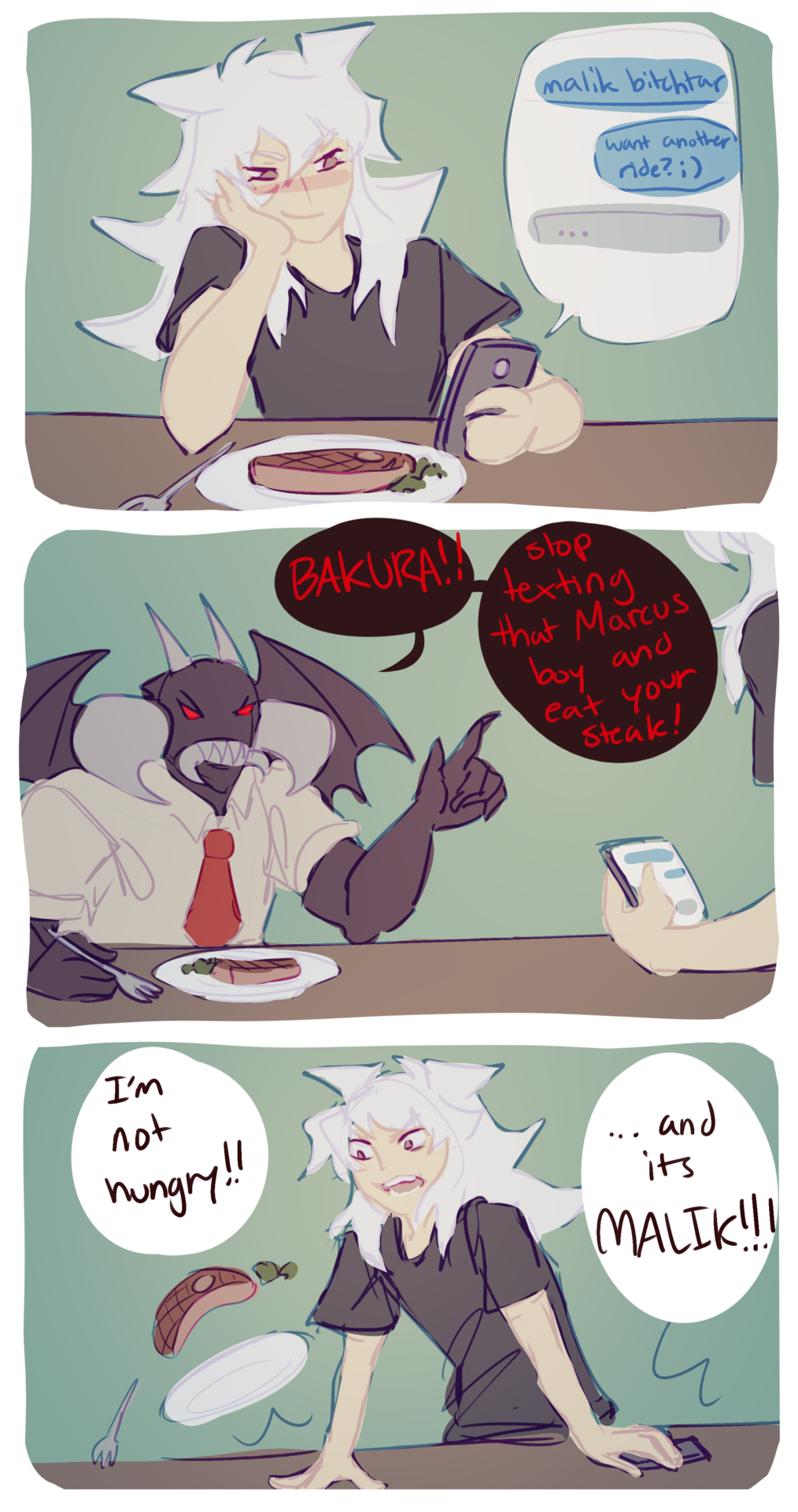 dmbakura: AU where zorc is a dad and bakura is his unruly bratty son