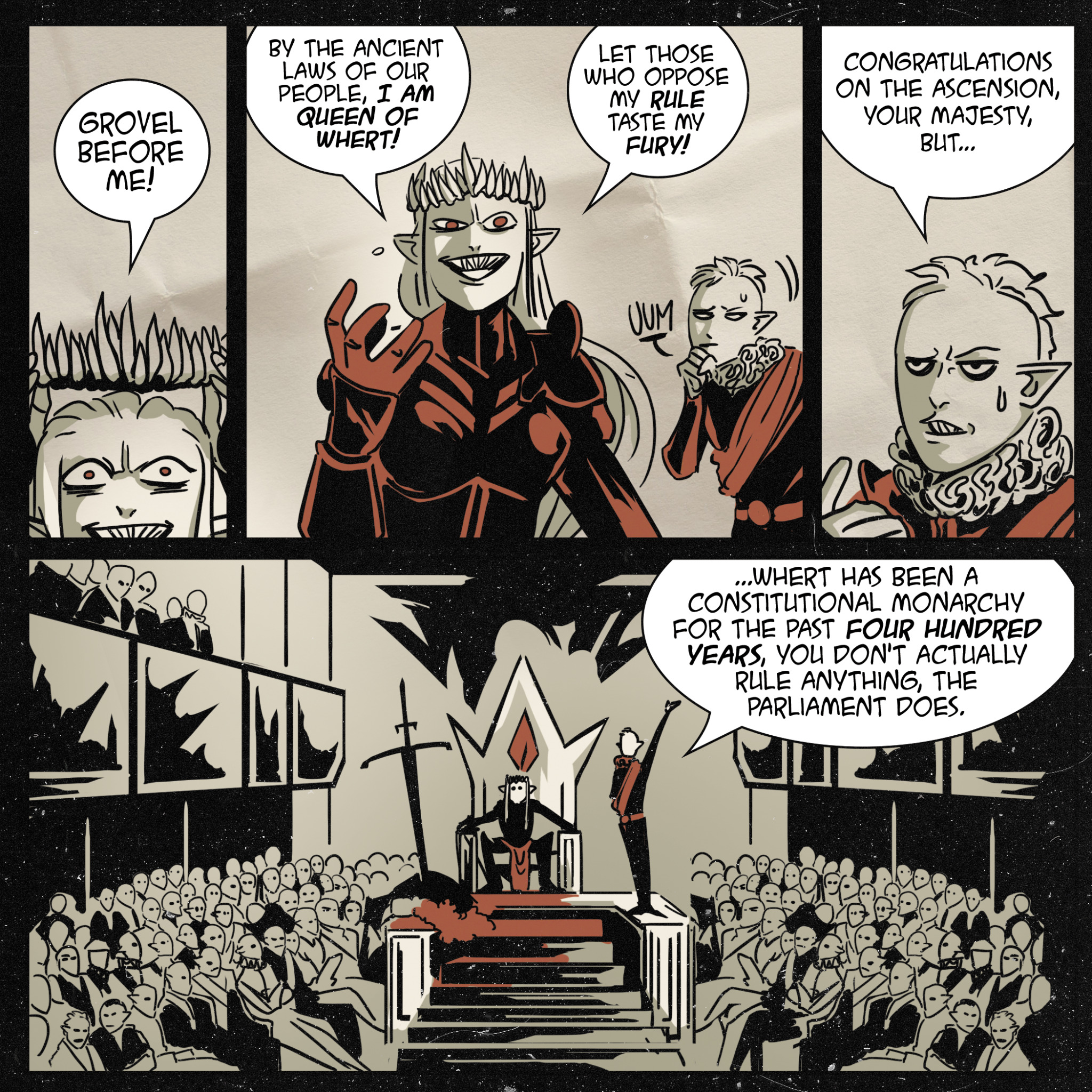 illuminatedcomics:illuminatedcomics:SOTA DEATHMONGERA queenly comic about royal successions.Made