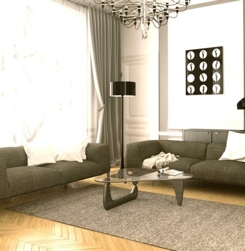 Paris Living RoomInspiration For A Mid-sized Contemporary Enclosed Light Wood Floor And Wallpaper Living