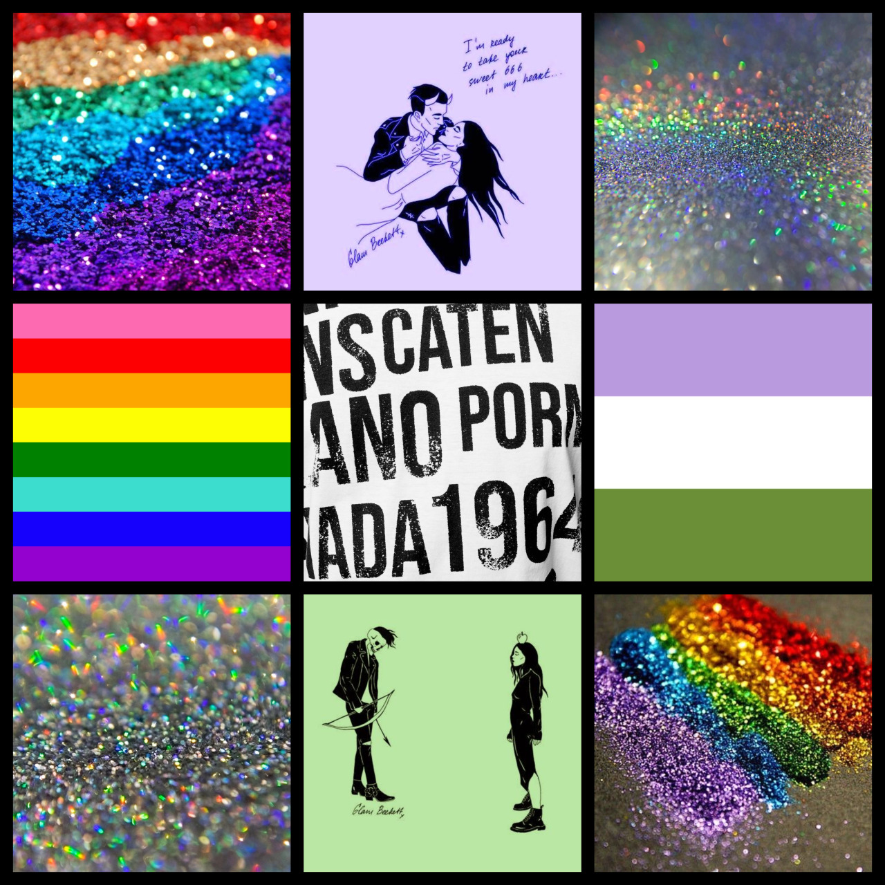 Glam punk and sparkle genderqueer gay moodboard for @somesurrealist #i dont wanna tag #lgbt#moodboard#gay#genderqueer#glitter