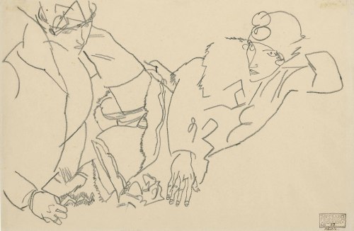ochyming:Egon Schiele    1890-1918   Zwei Mädchen (Liebendes Paar), 1914-1915   Black crayon on pap