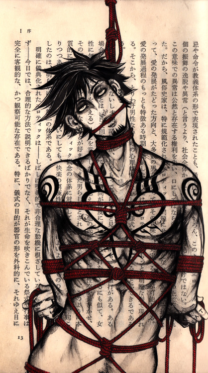 ofeara:  【エロい文化】　二　 「Ink on used book pages about Erotic Culture」