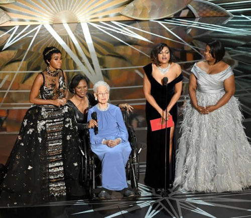 accras:The “Hidden Figures” cast onstage with Katherine Johnson - 0scars 2017