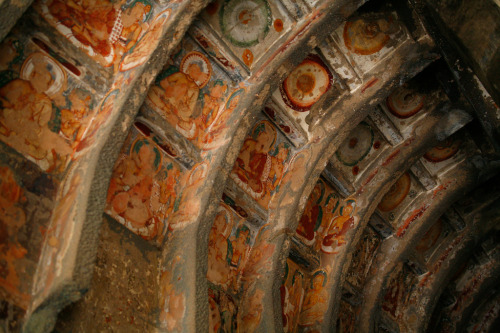 Paintings from the Ajanta Caves, India, dating from about the 2nd century BC to the 6th century AD. 